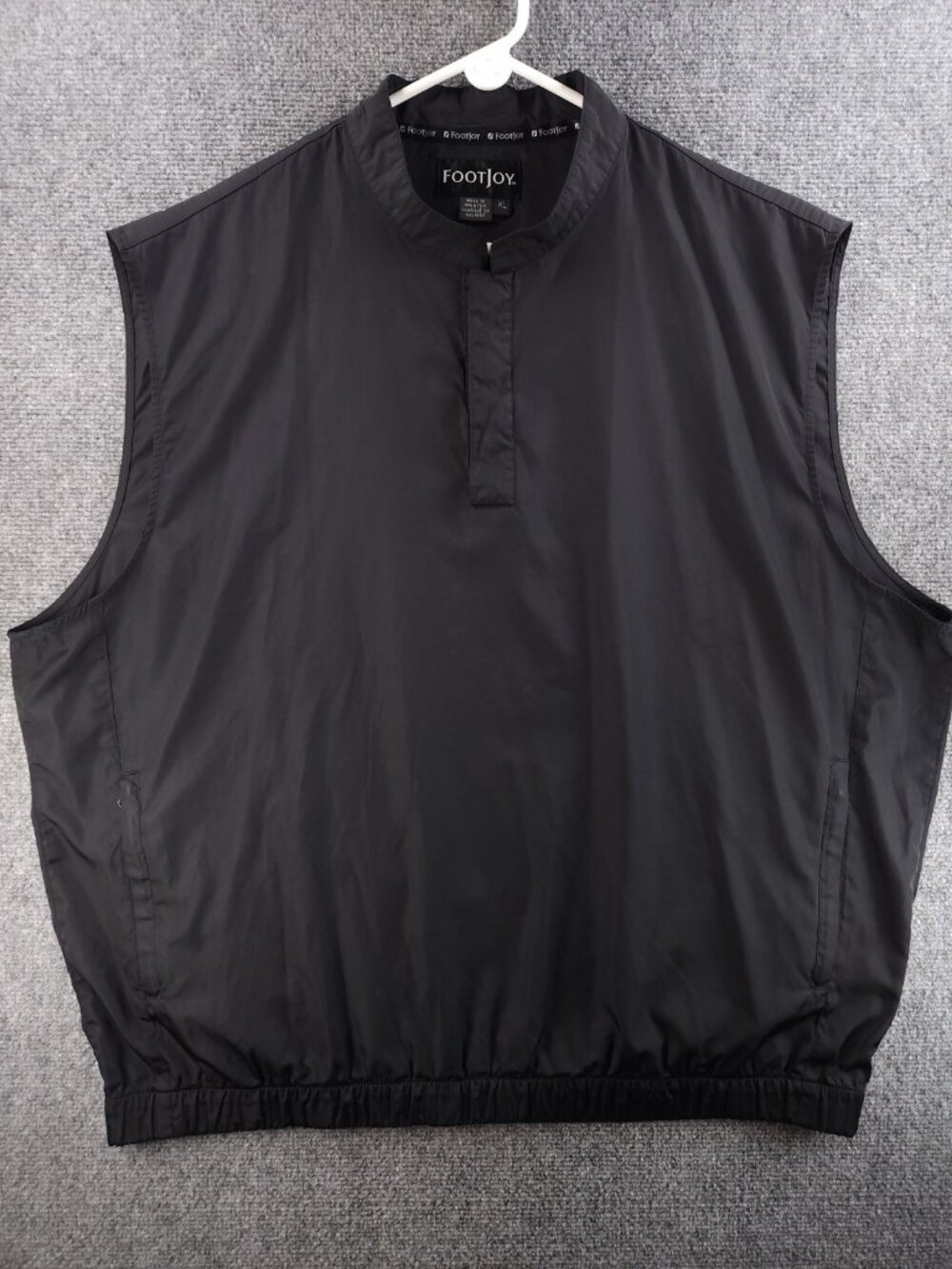 Footjoy Black Golf Vest XL Lightweight Sleeveless 1/4 Snap Polyester Summer